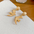 Hammered Swallow Drop Earrings And Crystal Bead Necklace view 6