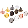 Round Bezel Stud Earring Posts in Mixed Metal Tones view 5