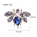 Blue Gold Tone Bee Crystal Metal Brooch Pin for Jackets and Lapels view 2