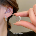 Crystal Huggie Hoop Earrings in Silver and Gold Tone Finishes view 3