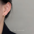 Gold Thick Huggie Hoop Earrings Multi Color Gem Accents view 4