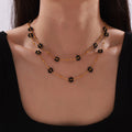 Gold Black Daisy Natural Stone Necklace Bracelet Set Pieces view 4
