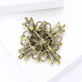 Antique Gold Geometric Pearl Brooch With Decorative Crystal And Enamel Details view 4