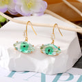 Gold Tone Transparent Faceted Crystal Evil Eye Hook Earrings view 2