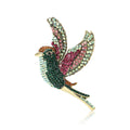 Crystal Bird Brooch with Swept Wings in Blue and Green view 5
