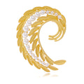 Gold Tone Curved Wheat Pearl Look Metal Brooch Pin view 1