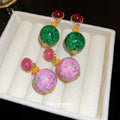 Colorful Resin Ball Drop Earrings with Crystal Studs view 2
