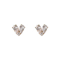 Gold Heart Stud Earrings Clear Pear Stones Pearl Accents view 5