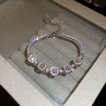 Twenty Six Mixed Pink Crystal Flower Butterfly Heart And Square Bracelets view 9