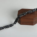 Two-Tone Black Steel Textured Link Chain Bracelet Lobster view 4
