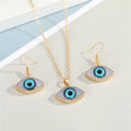 Black Crystal Cluster Evil Eye Pendant Necklace and Drop Earrings view 4