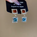 Two Tone Crystal Rectangle Drop Earrings Statement Jewelry Design view 6