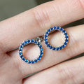 Colored Stone Open-Circle Stud Earrings In Eight Variants view 2