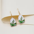 Gold Hook Enamel Plant Terrarium Dome Drop Earrings view 2