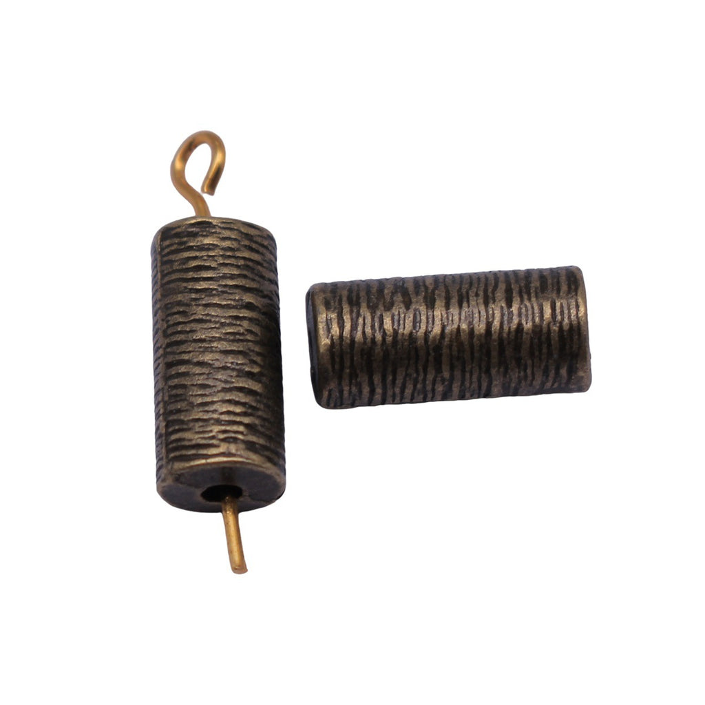 13x5.8x5.8mm 1.9g Antique Bronze Zinc Alloy Coil Texture Cylinder Loose Metal Beads for Jewelry Making
