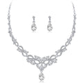 Black Silver Tone Crystal Leaf Teardrop Crystal Metal Necklace view 5