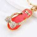 Mixed Jeweled Clover Bow and Heart Flip Flop Keychains in Seven Options view 8