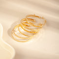 Gold Tone Mixed Texture Bangle Bracelet Stack Jewelry Set view 2