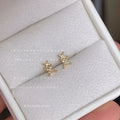 Mini Gold Starburst Stud Earrings Crystal Pave Tips view 6