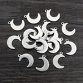 Polished Stainless Steel Crescent Moon Pendants with Top Holes view 1