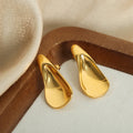 Sculpted Teardrop Stud Earrings Smooth Gold Or Steel Metal view 3