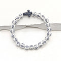 White Black Cross Print Bead Stretch Bracelet Charm view 1