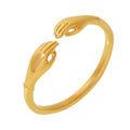 Open Adjustable Hugging Hands Ring Gold or Steel Tone Metal view 5