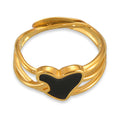 Gold Black Heart Oil Drip Adjustable Ring Free Size view 5