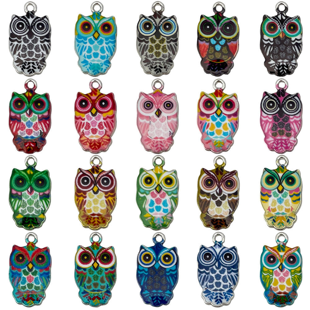 Zinc Alloy Cartoon Owl Enamel Cat Charm Pendant for DIY Bracelet Necklace Keychain