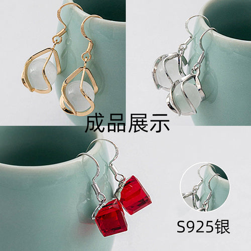 Finished earring demos and S925 silver fishhook close-up collage
