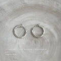 Silver Irregular Organic Round Huggie Hoop Earrings view 3