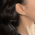 Silver Tone Star Clear Zircon Mini Huggie Hoop Earrings view 2