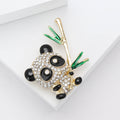Gold Rhinestone Panda Brooch Bamboo Enamel Cute Pin view 3
