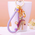 High Heel Cat Keychains in Pink Blue and Purple with Braided Loops view 9