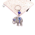 Silver Tone Elephant and Dolphin Blue Evil Eye Split Ring Keychains view 8
