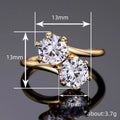 Gold Tone Two Stone Round Clear Zircon Ring Sizes 6-10 view 5