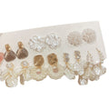 White Floral and Shell Look Stud Earring Assortment view 5