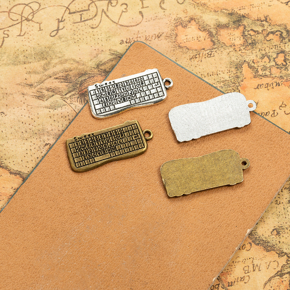 32x14mm Alloy Keyboard Charm Pendant for Necklace DIY Jewelry