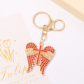 Rhinestone Angel Wings Cross Metal Keychain Gold Clip view 6