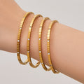 Gold Gear Texture Bangle Bracelet with Crystal Accents view 2