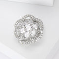 Round Crystal Flower Brooch with Layered Petals Decorative Metal Pin view 5