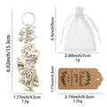 Wooden Guardian Angel Script Keychain Pearl Beads Metal Charm view 2