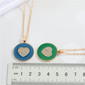 Gold Tone Enamel Heart and Crystal Round Pendant Necklaces in Four Colors view 2