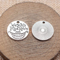 We Are All Mad Here Grinning Face Round Metal Pendant view 2