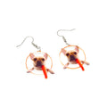 Acrylic French Bulldog Carrot Dangle Earrings Pair view 5