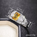 Silver Yellow Cushion Side Baguette CZ Fashion Ring Sizes 6-10 view 4