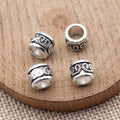 Antique Silver Metal Floral Large Hole Barrel Bead For Jewelry Making view 2
