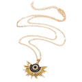 Gold Tone Crystal Sun Moon and Evil Eye Pendant Necklaces view 5