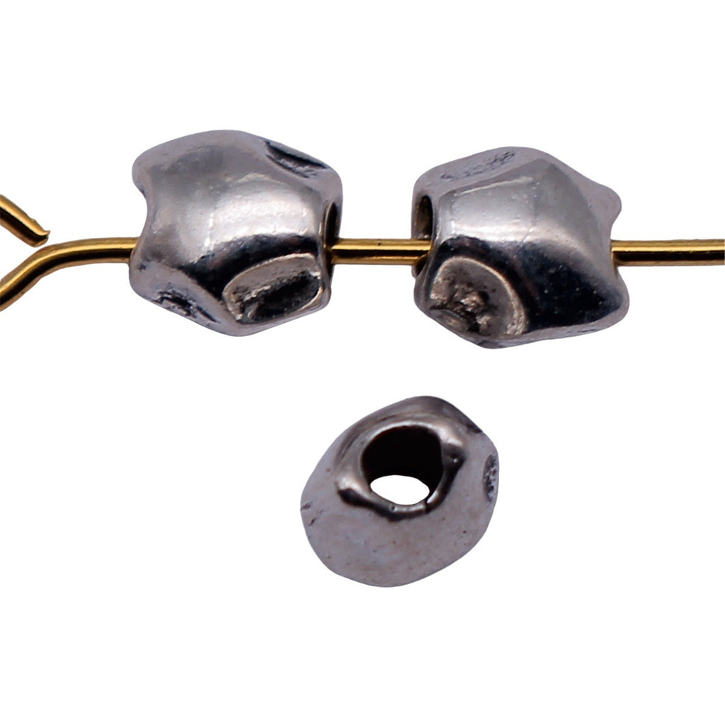 5.6x5.3x4.4mm 0.31g Antique Silver Zinc Alloy Hammered Irregular Loose Metal Beads for Jewelry Making