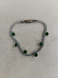 Silver Tennis Bracelet Dangle Round Crystals Five Colors view 9
